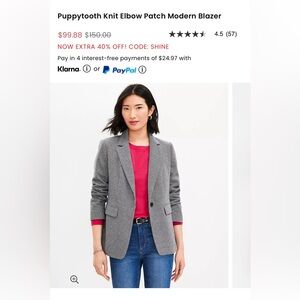 Loft black and white houndstooth blazer NWOT